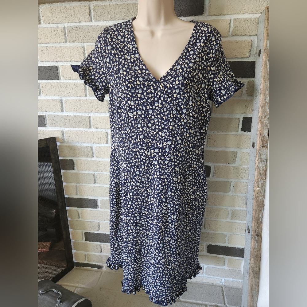 Floral Ruffle Trim Surplice Dress Cottagecore